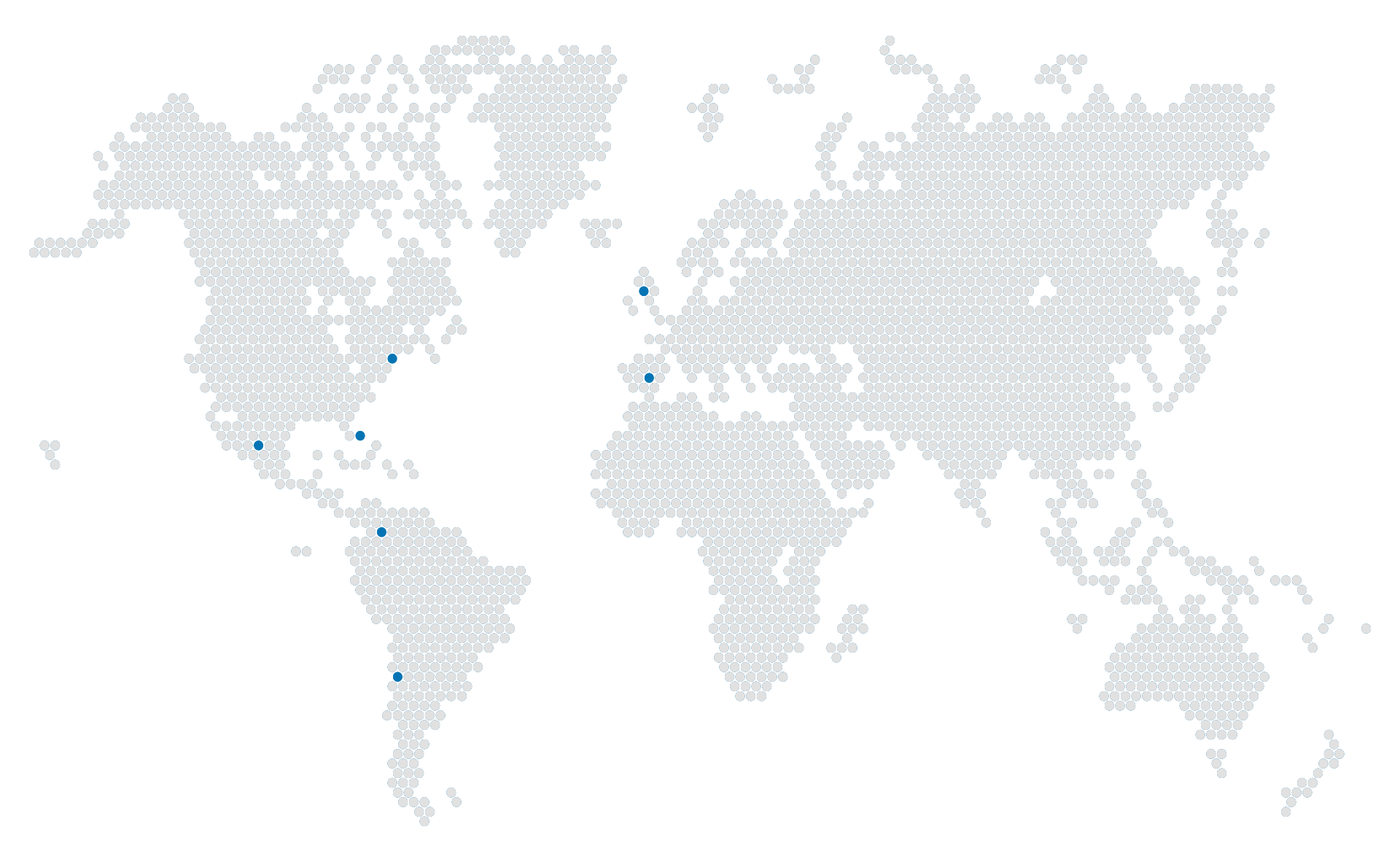 Map depicting the global presence and coverage of ARPPA Technologies solutions